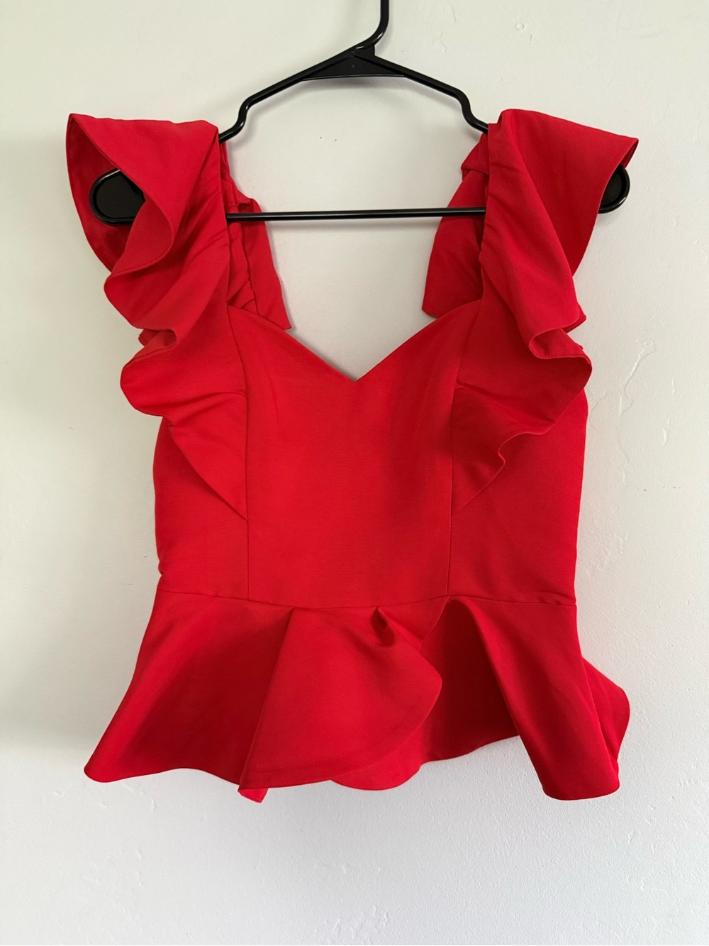 Express Red Ruffle Peplum Camisole